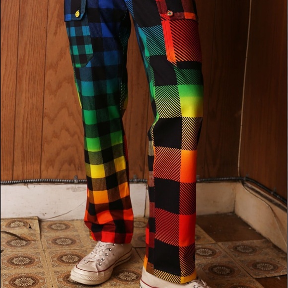 [NEW] MEN’S RAINBOW GINGHAM CARGO PANT SIZE 36 - Picture 4 of 6